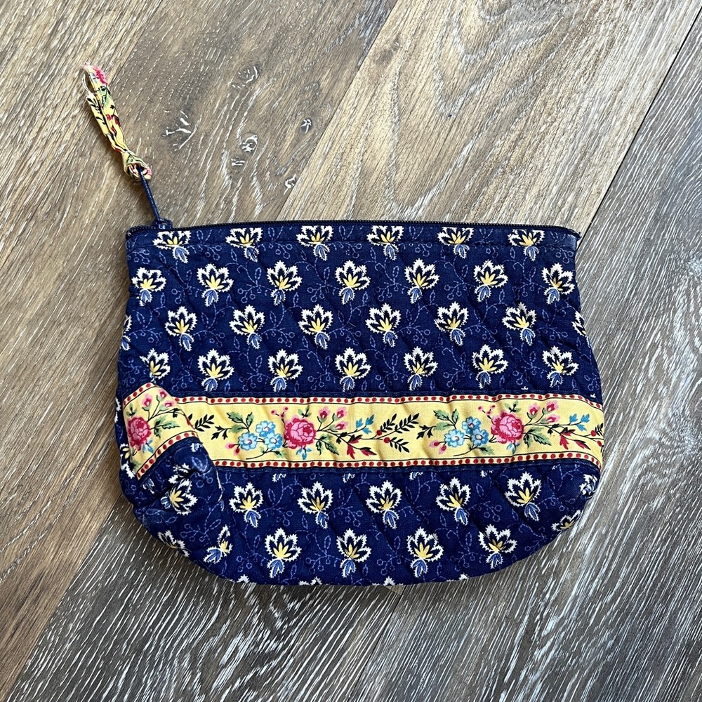 Vintage Vera Bradley Quilted Cosmetic Pouch in Retired Maison Blue Pattern